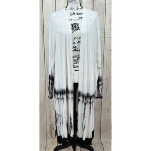 Lane Bryant Tie Dye‎ Long Duster Cardigan Sweater Plus Size 26/28 White Black